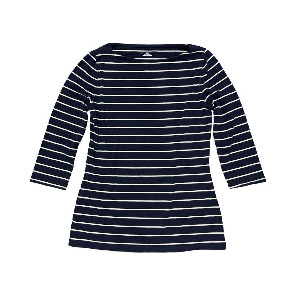 Women’s Merona Striped Navy And White Long Sleeve Top Size Small